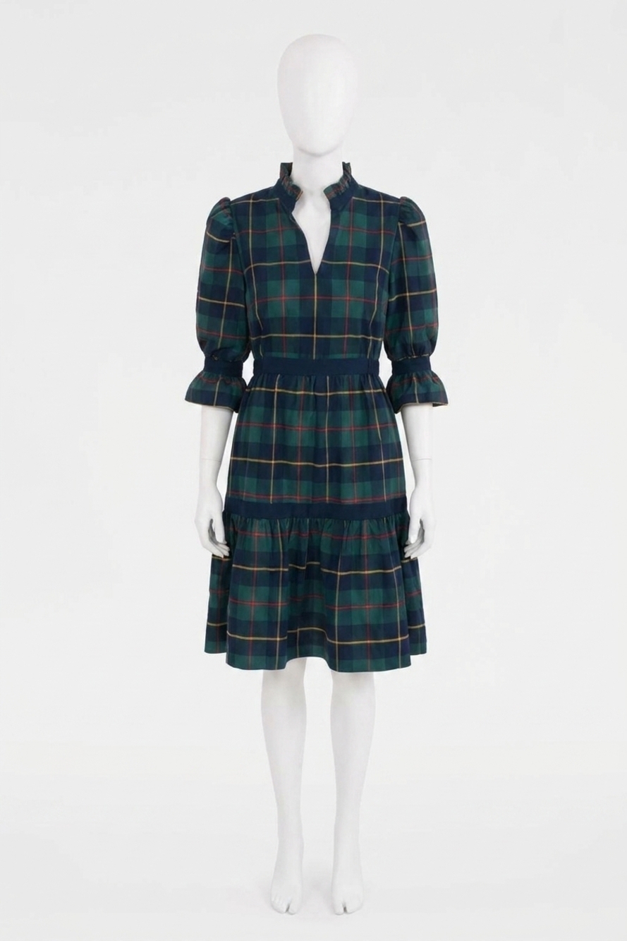 NEW GRETCHEN SCOTT plaidly cooper teardrop dress in green multi